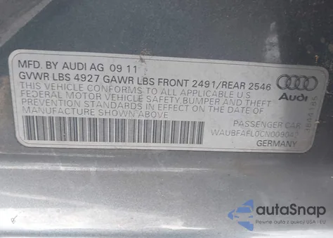 2012 Audi A4 Premium from USA, damaged, VIN WAUBFAFL0CN009042